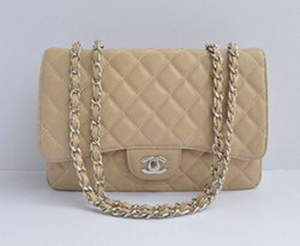 7A Replica Chanel Jumbo A28600 Apricot Caviar with Silver Hardware Flap Bag